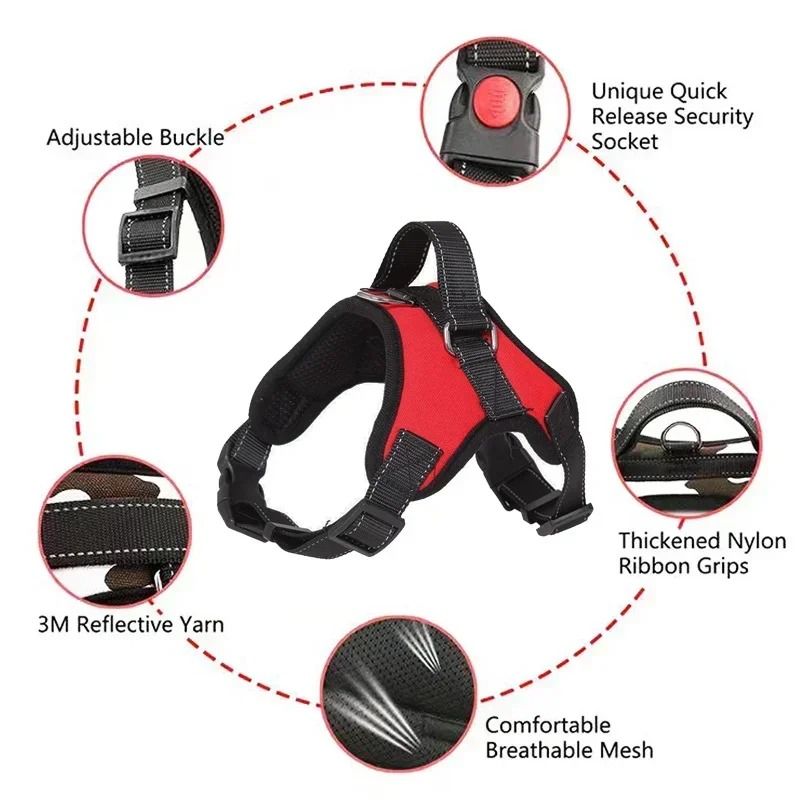 Adjustable Dog Harness Vest With Reflective Leash For Small And Large Dogs 1