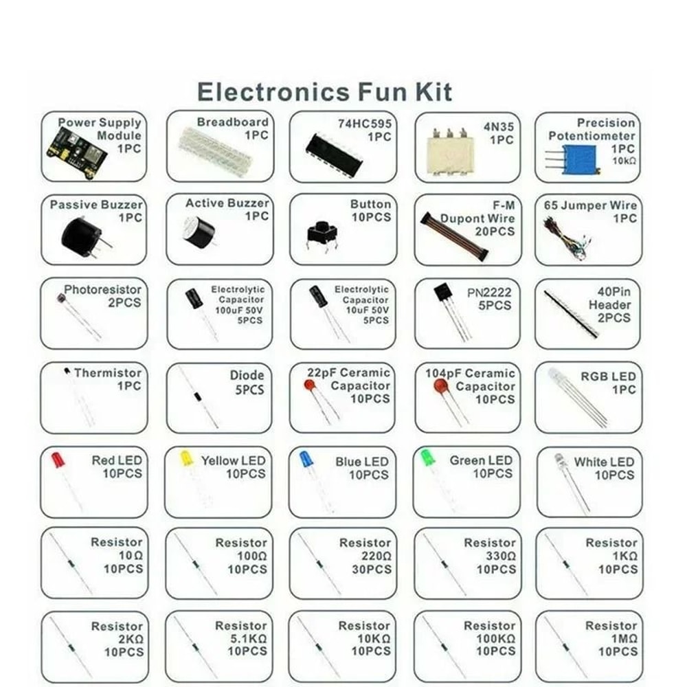 Electronic Component Starter Kit With Breadboard LEDs And Resistors For Arduino 4