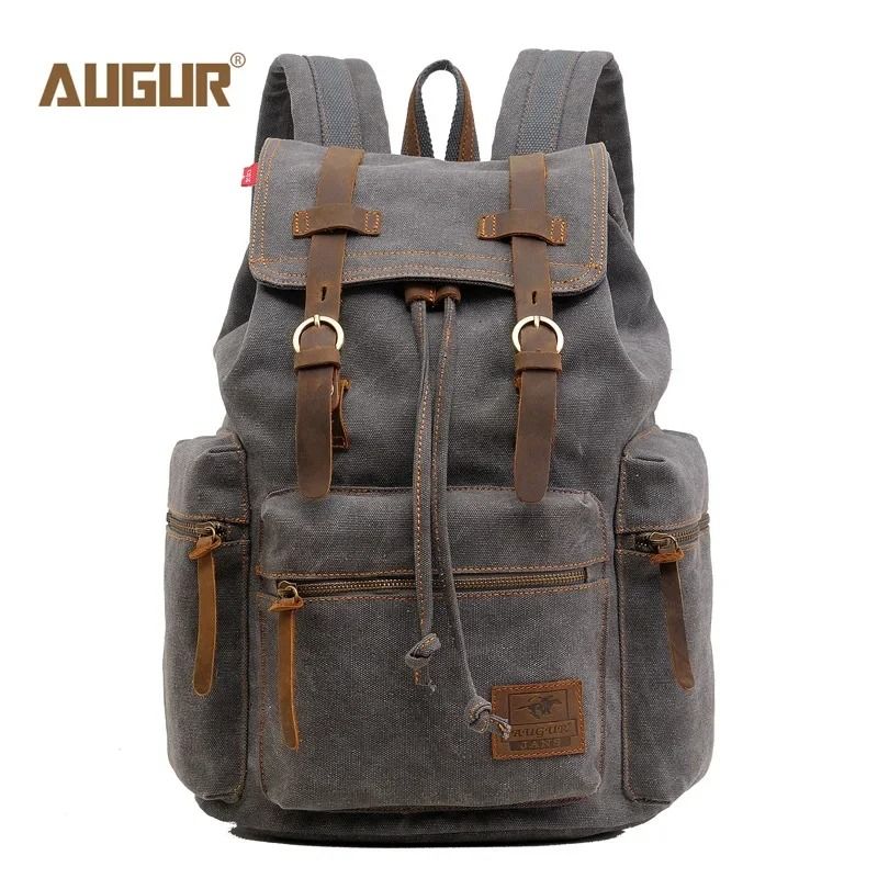 Vintage Canvas Laptop Backpack Large Capacity Travel School Bag For Men 9