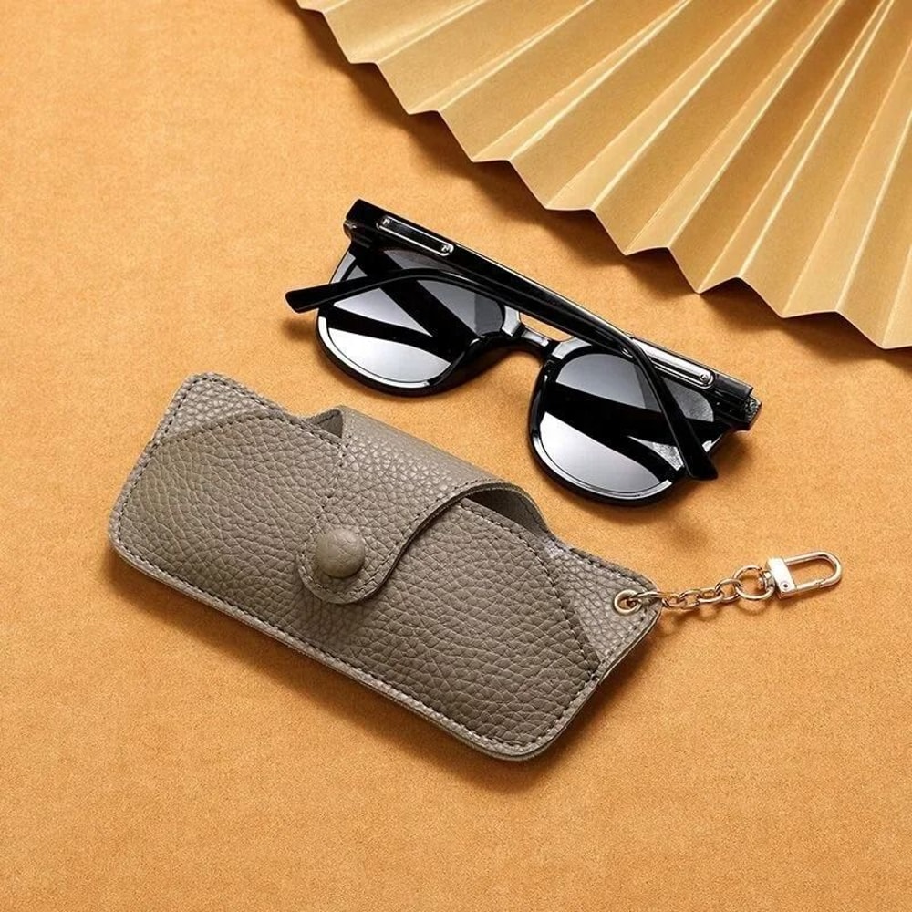 Portable PU Leather Glasses Case With Lanyard Retro Sunglasses Storage Pouch 9