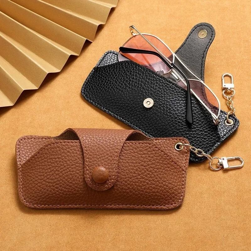 Portable PU Leather Glasses Case With Lanyard Retro Sunglasses Storage Pouch 5