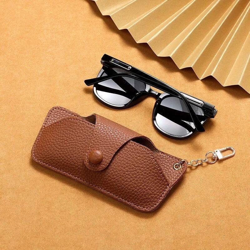 Portable PU Leather Glasses Case With Lanyard Retro Sunglasses Storage Pouch 8