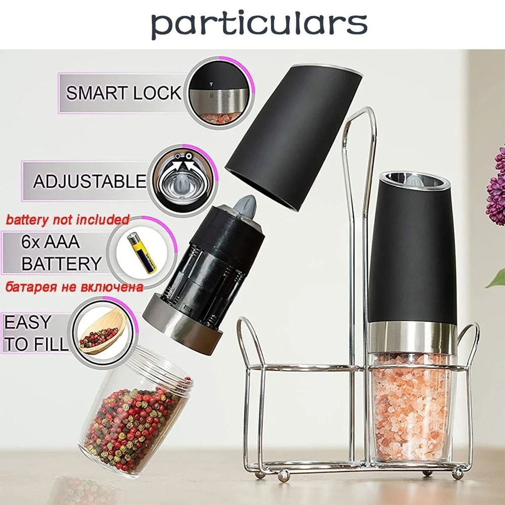 Electric Automatic Salt And Pepper Grinder With Gravity LED Light And Adjustable Coarseness 4