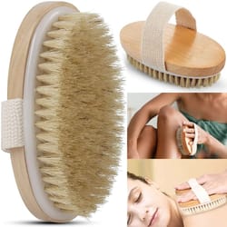 natural bristle body exfoliating brush wet and dry skin scrub bath tool