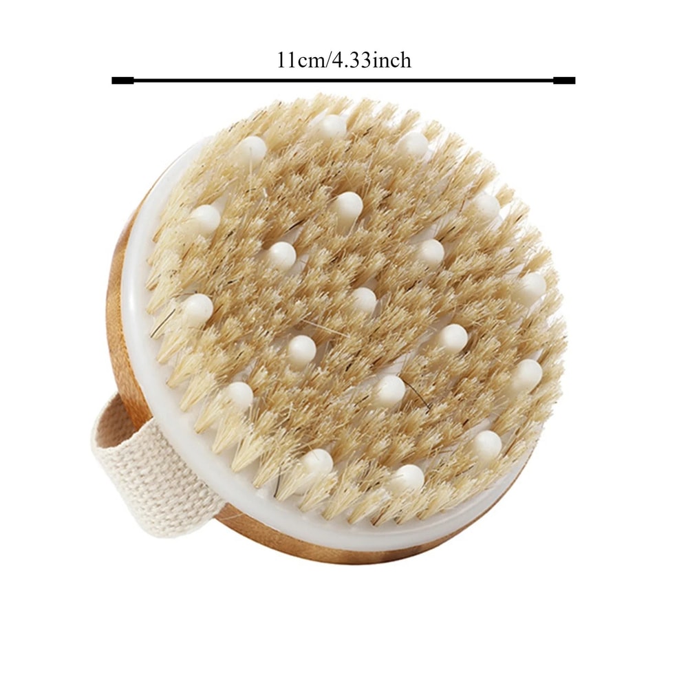 Natural Bristle Body Exfoliating Brush Wet And Dry Skin Scrub Bath Tool 9