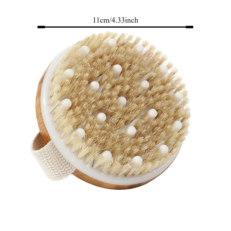 Natural Bristle Body Exfoliating Brush Wet And Dry Skin Scrub Bath Tool 9