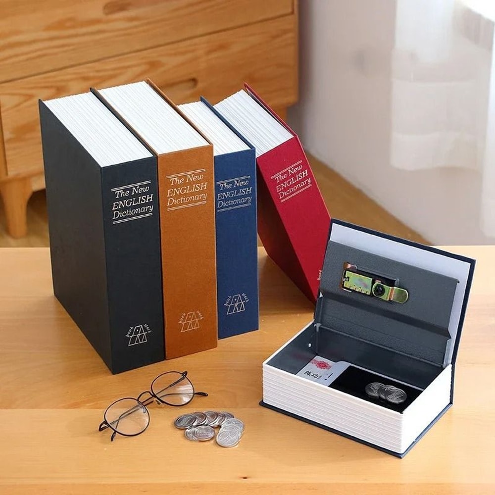 Hidden Book Safe With Combination Lock Steel Cash Box Disguised Dictionary Security Storage 0
