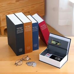 hidden book safe with combination lock steel cash box disguised dictionary security storage