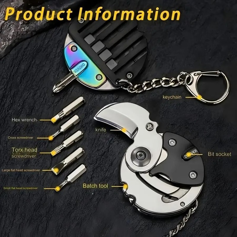 Mini Coin Folding Pocket Knife Keychain Stainless Steel Outdoor Multi Tool 1