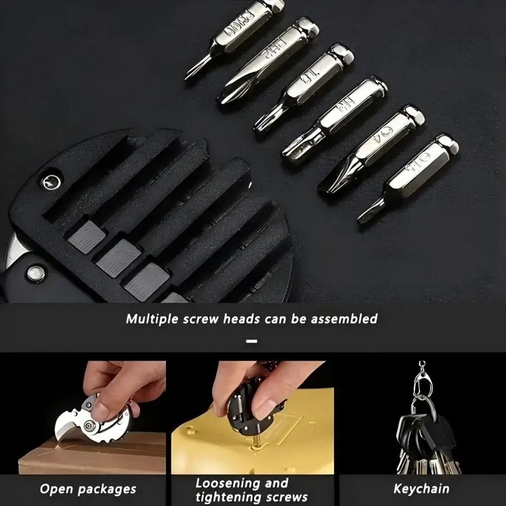 Mini Coin Folding Pocket Knife Keychain Stainless Steel Outdoor Multi Tool 5