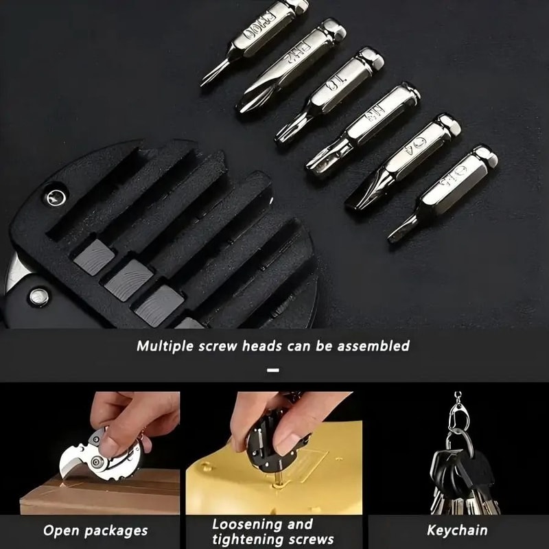 Mini Coin Folding Pocket Knife Keychain Stainless Steel Outdoor Multi Tool 5