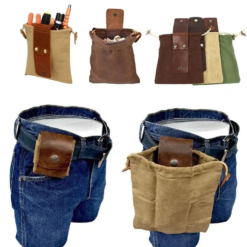 Portable Collapsible Foraging Bag PU Leather Fruit Picking Pouch For Hiking Camping And Bushcraft 1
