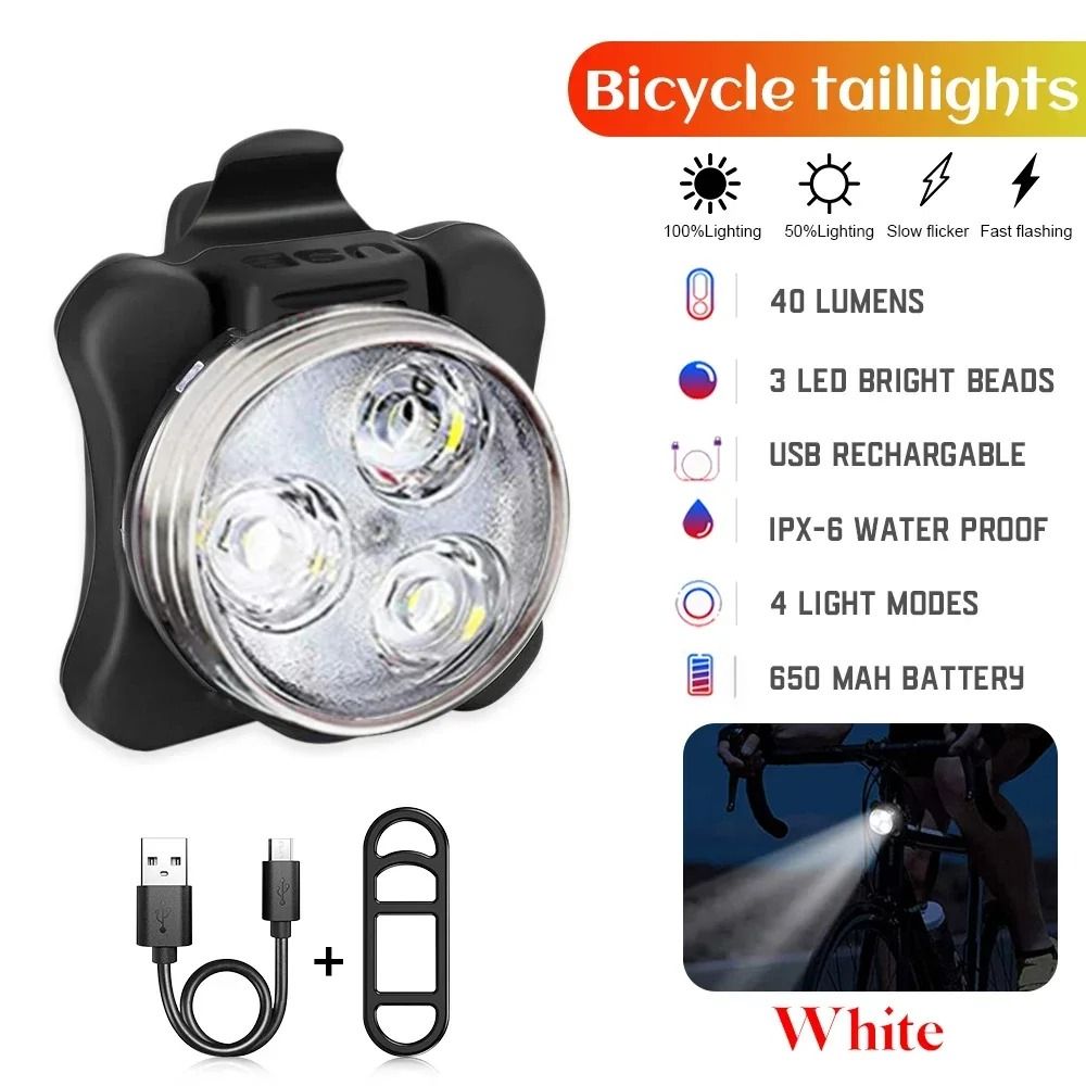 USB Rechargeable LED Bicycle Tail Light With Clip Mount 7