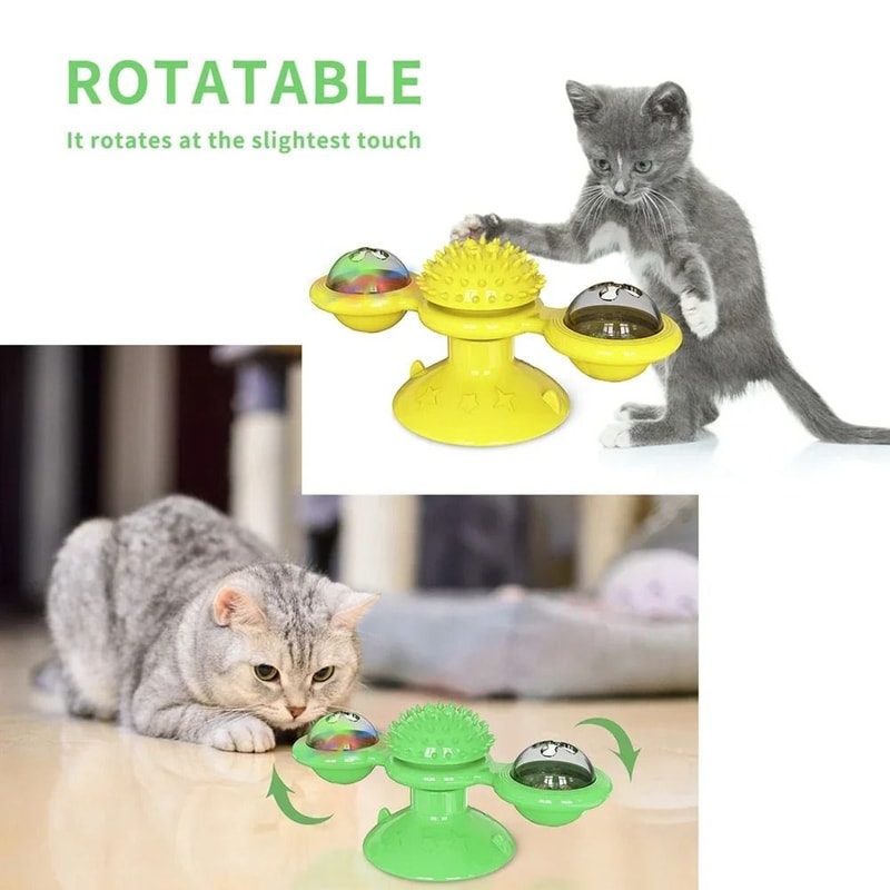 Wall Mounted Spinning Cat Toy With Massage Rollers For Indoor Cats 1