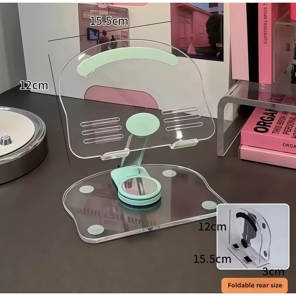 Transparent Rotating Acrylic Tablet Stand And Foldable Adjustable MultiAngle Desktop Holder 0