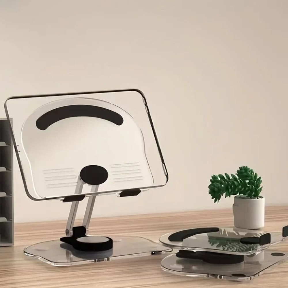 Transparent Rotating Acrylic Tablet Stand And Foldable Adjustable MultiAngle Desktop Holder 1