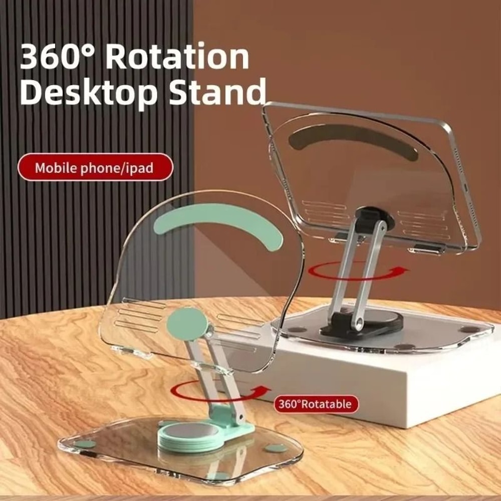 Transparent Rotating Acrylic Tablet Stand And Foldable Adjustable MultiAngle Desktop Holder 3