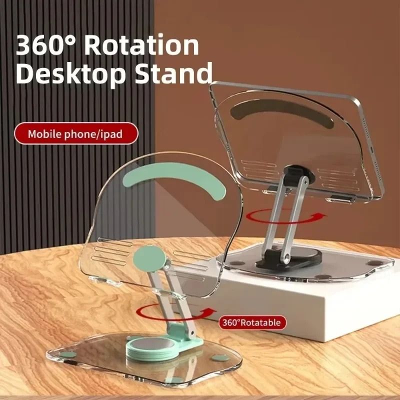 Transparent Rotating Acrylic Tablet Stand And Foldable Adjustable MultiAngle Desktop Holder 3