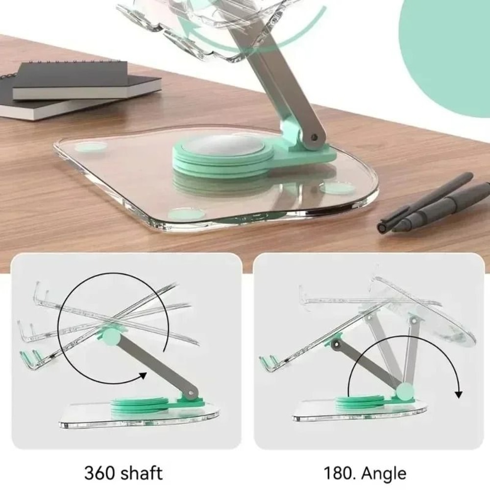 Transparent Rotating Acrylic Tablet Stand And Foldable Adjustable MultiAngle Desktop Holder 4