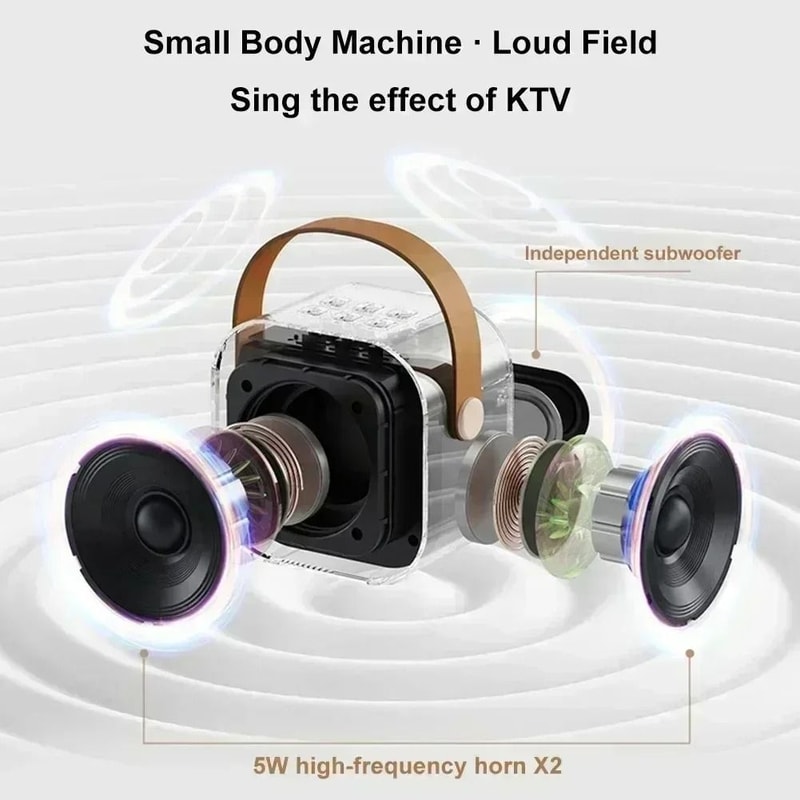 Portable Bluetooth Karaoke Machine With Wireless Microphone And RGB Lights For Home And Travel 4