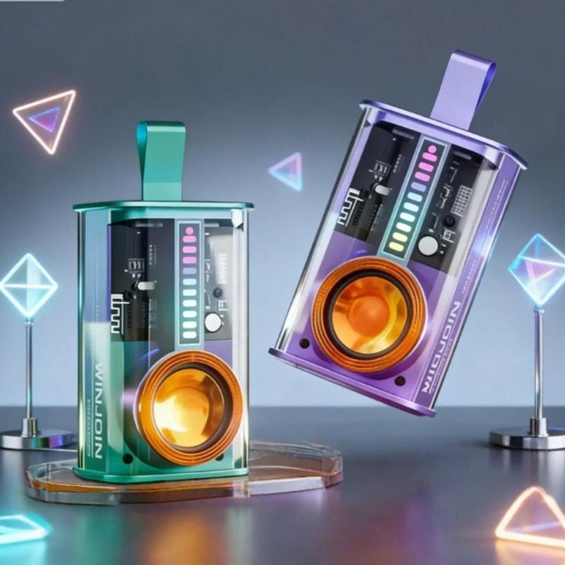 Transparent Mech Bluetooth Speaker With RGB Rhythm Breathing Light And 360 Stereo Surround 0