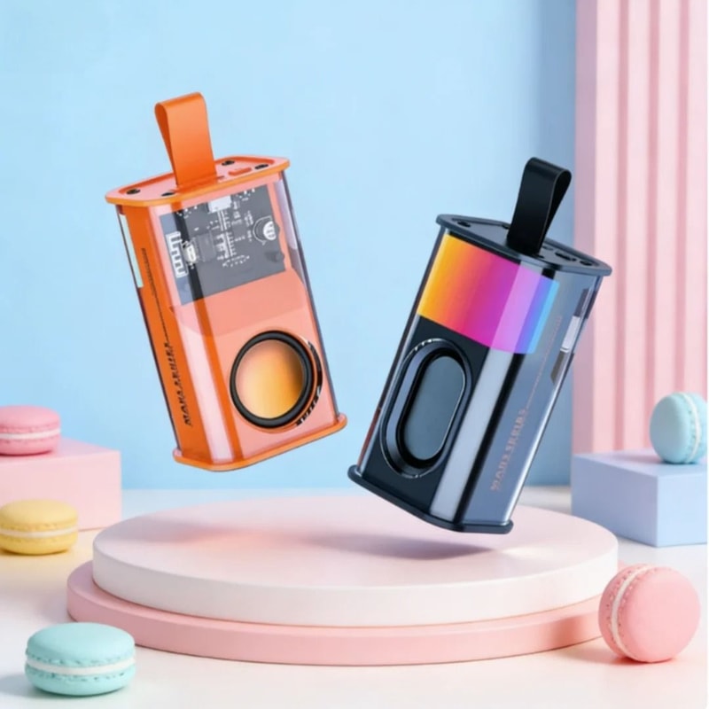Transparent Mecha Bluetooth Speaker With RGB Rhythm Light And Wireless TWS Stereo Subwoofer 0