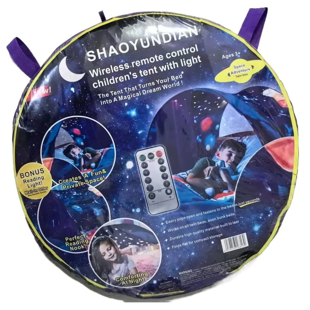 Funny Dream Tent For Kids Bed With Integrated Reading Light And Storage Pocket 2