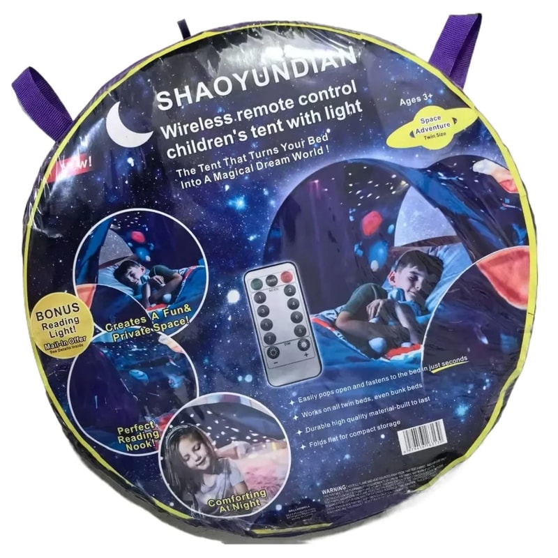 Funny Dream Tent For Kids Bed With Integrated Reading Light And Storage Pocket 2