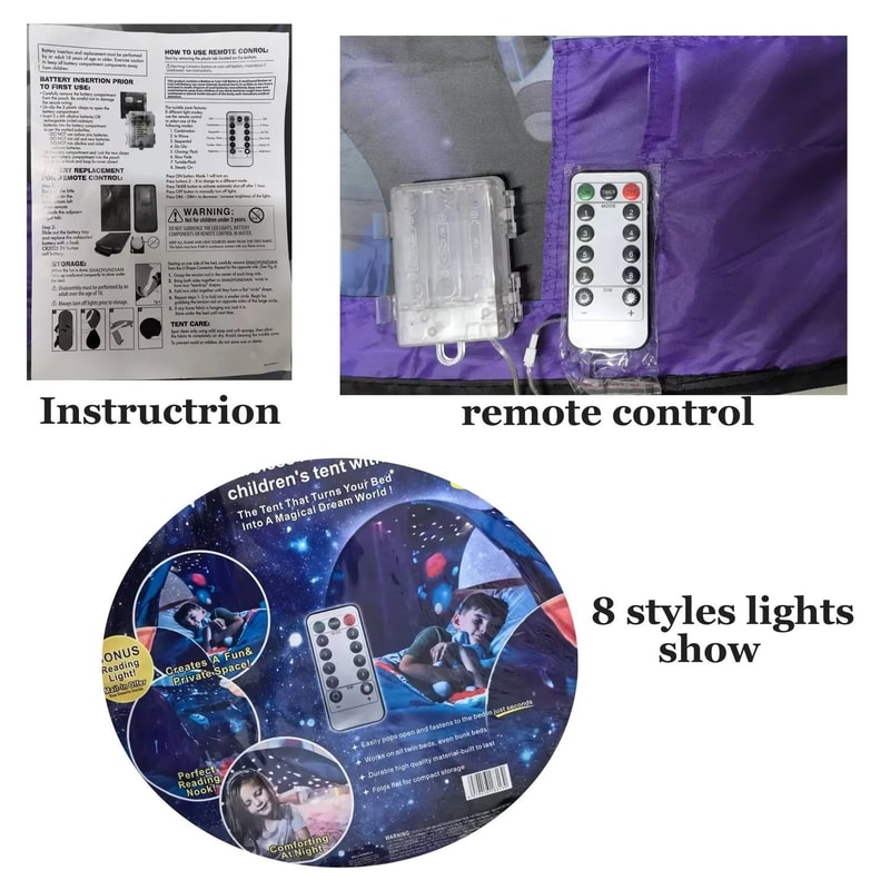 Funny Dream Tent For Kids Bed With Integrated Reading Light And Storage Pocket 5