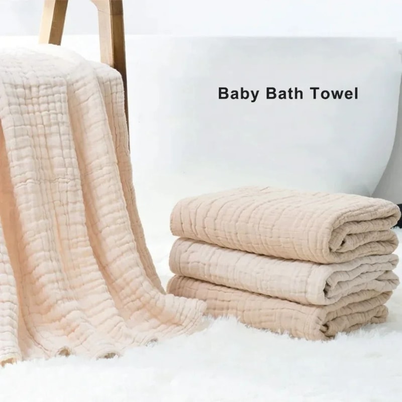 Pure Cotton 6 Layer Bubble Baby Bath Towel 105x105cm Kids Swaddle Wrap And Muslin Bedding 1