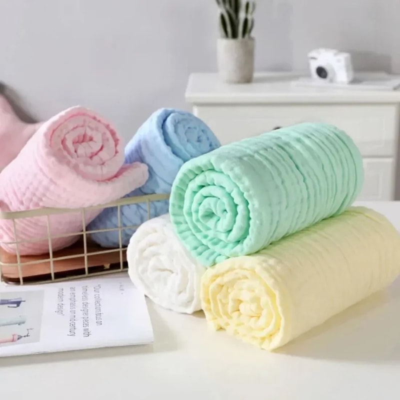 Pure Cotton 6 Layer Bubble Baby Bath Towel 105x105cm Kids Swaddle Wrap And Muslin Bedding 5