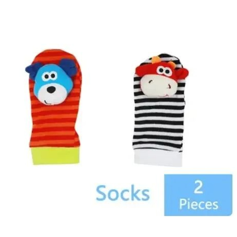 Newborn Infant Kids Animal Sock And Wrist Strap Rattle Foot Finder Toy Set 036 Months 9