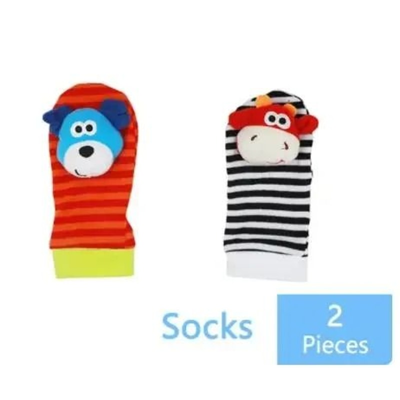 Newborn Infant Kids Animal Sock And Wrist Strap Rattle Foot Finder Toy Set 036 Months 9