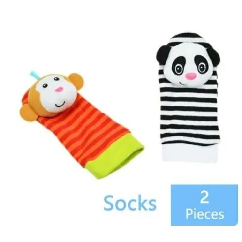 Newborn Infant Kids Animal Sock And Wrist Strap Rattle Foot Finder Toy Set 036 Months 7