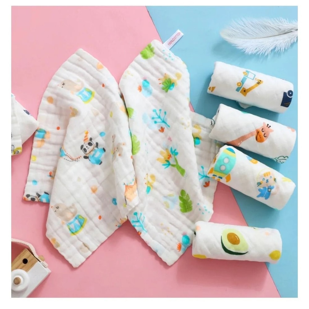 30x30cm Baby 6 Layers Cotton Towel Soft Handkerchief For Bathing Feeding And Muslin Wipe 5