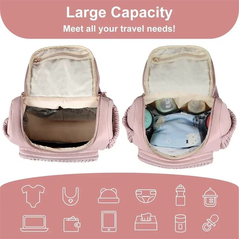 Large Capacity Organizer Mommy Bag For Baby Diapers Outdoor Stroller Hanging Bags 5