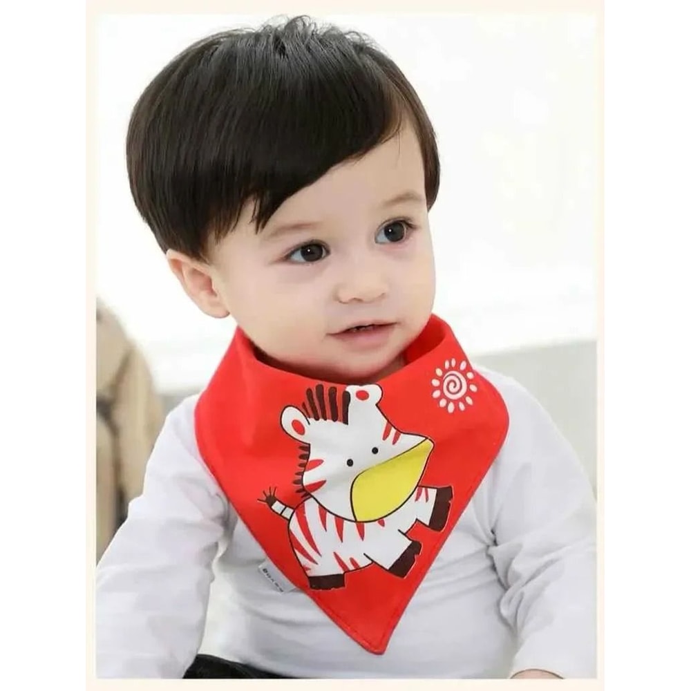 5 Pcs Cartoon Triangle Cotton Bib Baby Bandana Bibs Scarf Burp Cloths For Boys And Girls 2