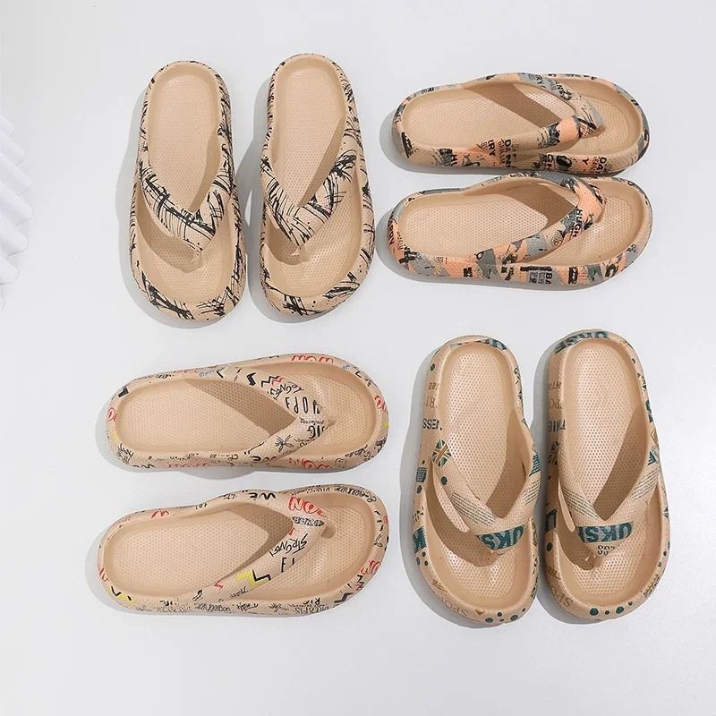 Summer New Women Sandals Comfort FlipFlop Leopard Soft ThickSoled Cloud Slippers 2