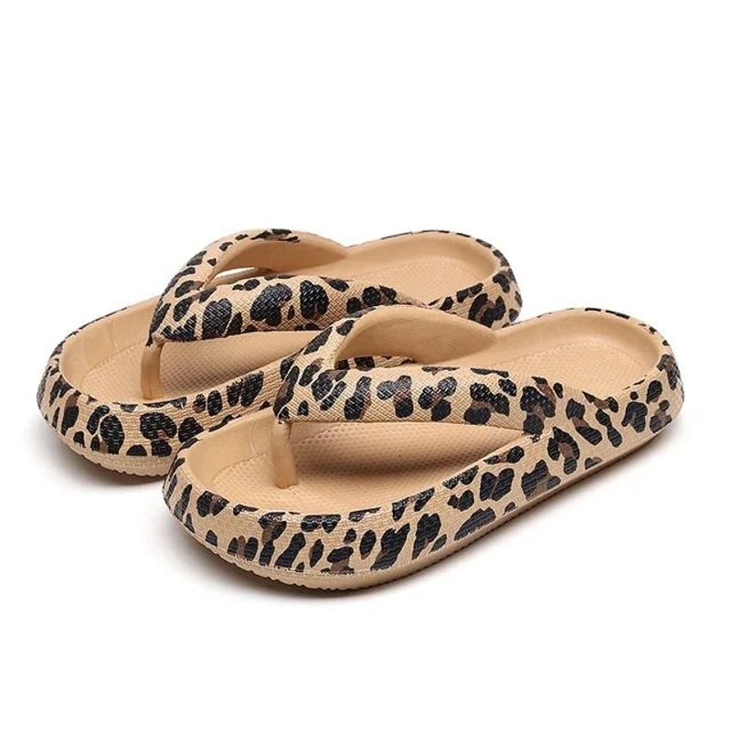 Summer New Women Sandals Comfort FlipFlop Leopard Soft ThickSoled Cloud Slippers 8