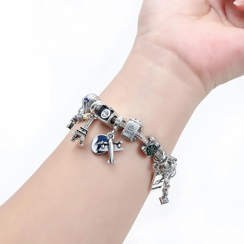 Fashion Design Crystal Bead Charm Bracelet Handmade Colorful Enamel DIY Jewelry Kit 3