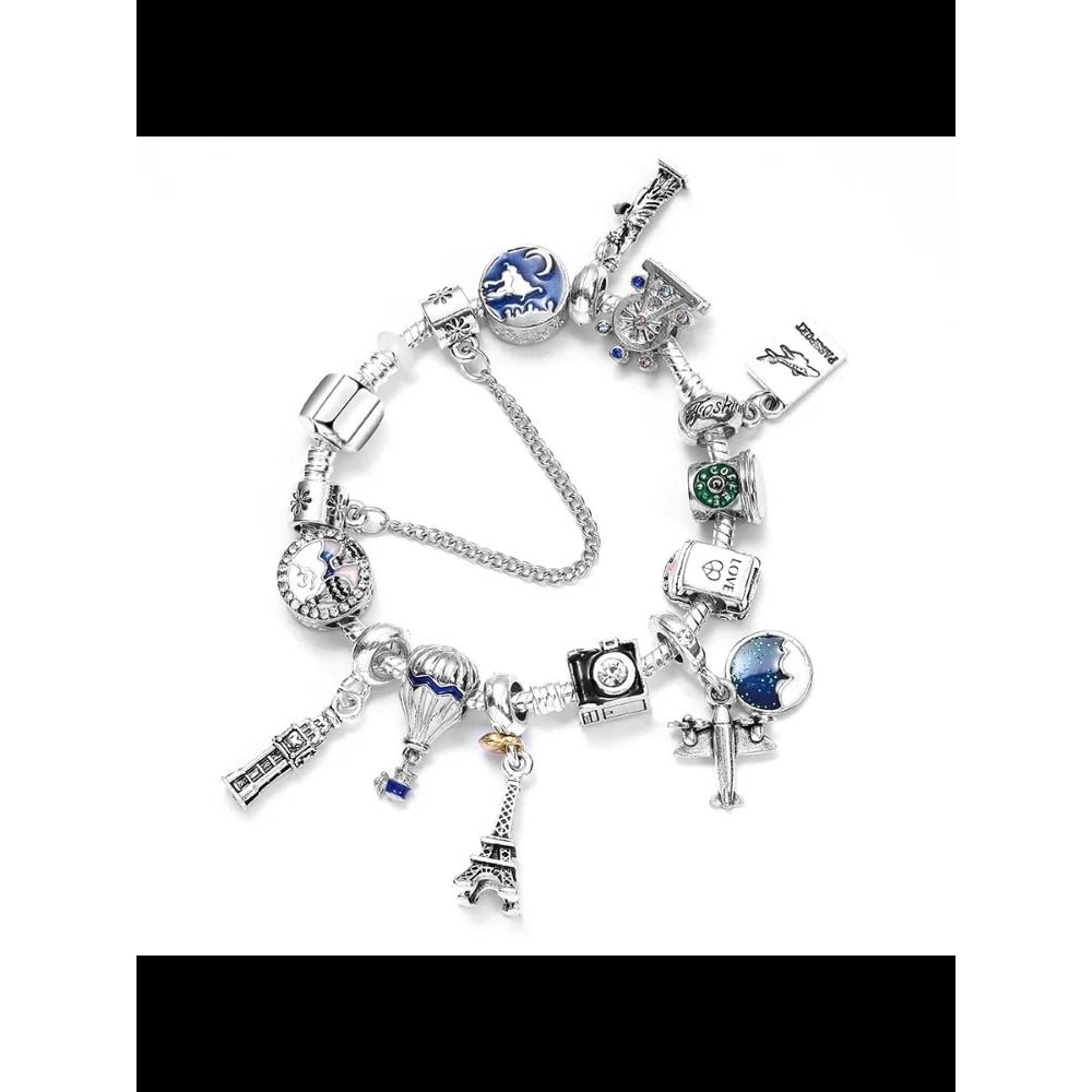 Fashion Design Crystal Bead Charm Bracelet Handmade Colorful Enamel DIY Jewelry Kit 4