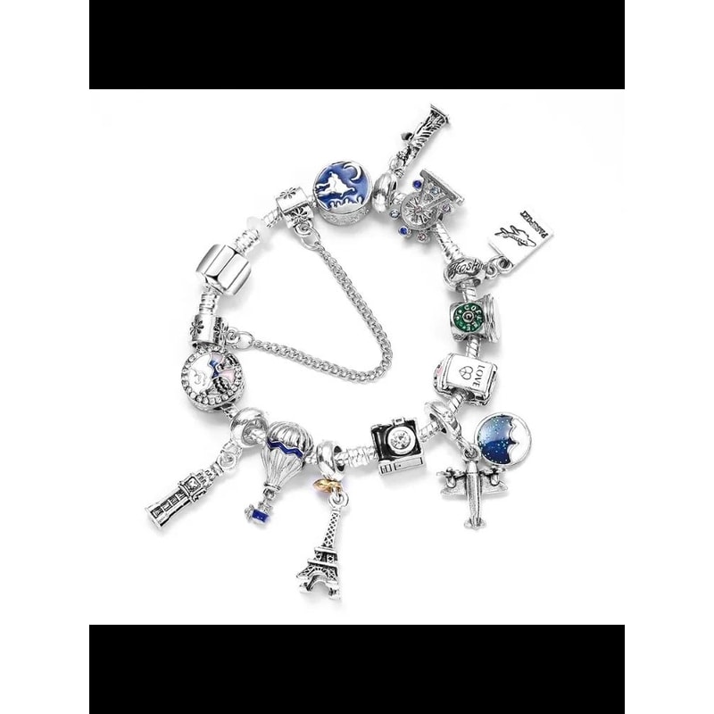 Fashion Design Crystal Bead Charm Bracelet Handmade Colorful Enamel DIY Jewelry Kit 4