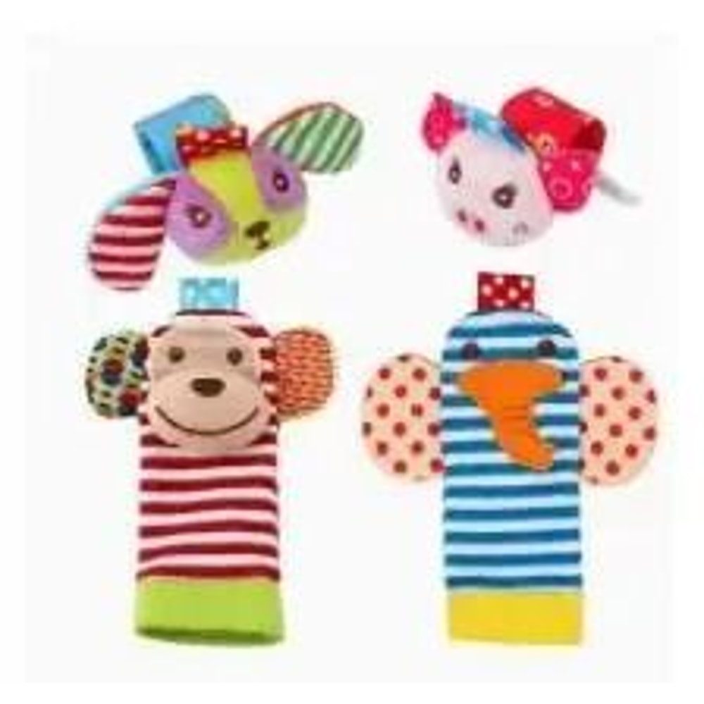 4Pcs Baby Rattles Toys Animal Socks And Wrist Strap Set For Infants 012 Months 6