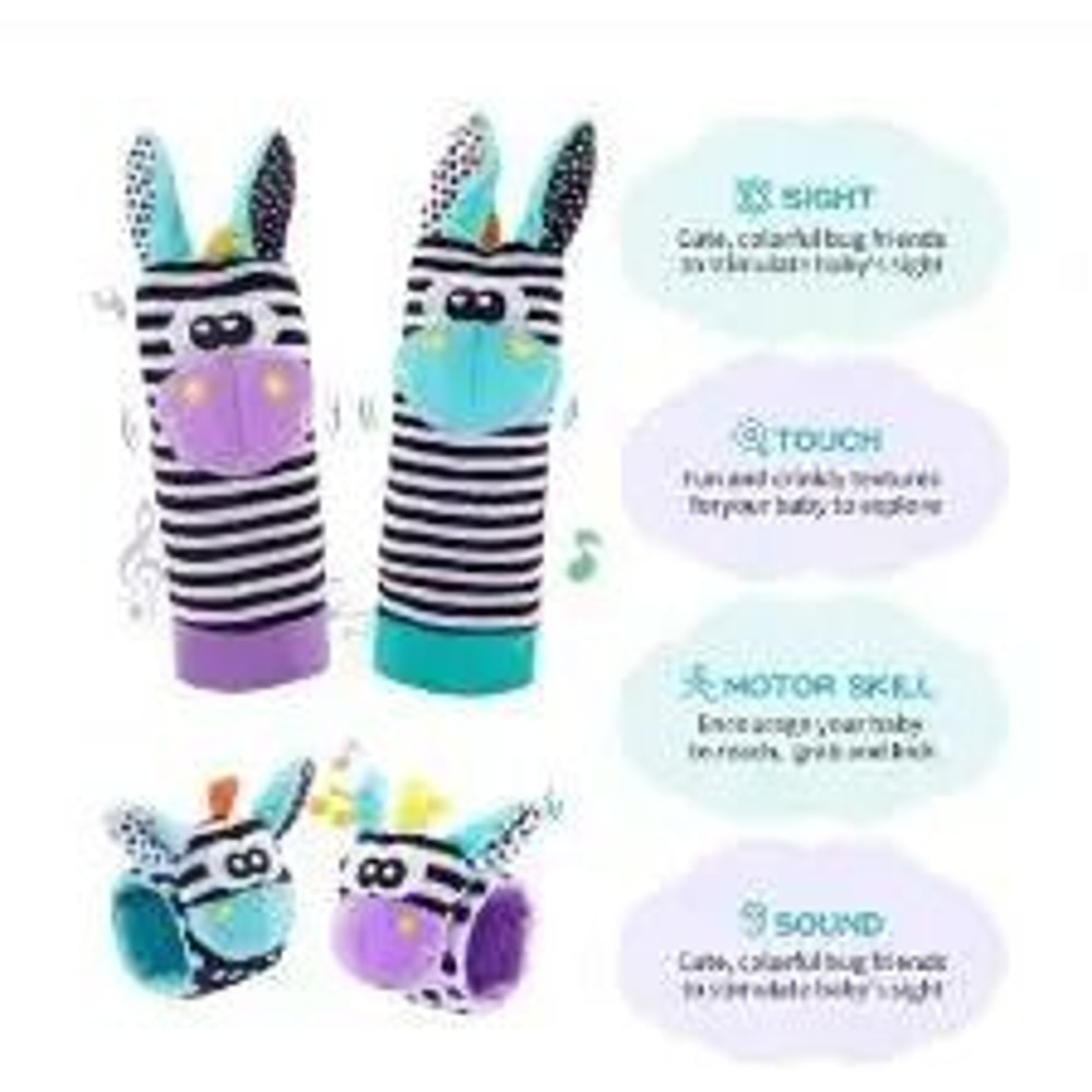 4Pcs Baby Rattles Toys Animal Socks And Wrist Strap Set For Infants 012 Months 8