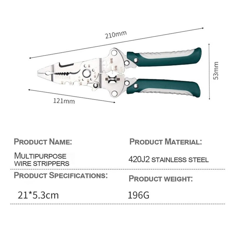 Multipurpose 420J2 Stainless Steel Wire Stripper Crimper And Cable Cutter Pliers 1