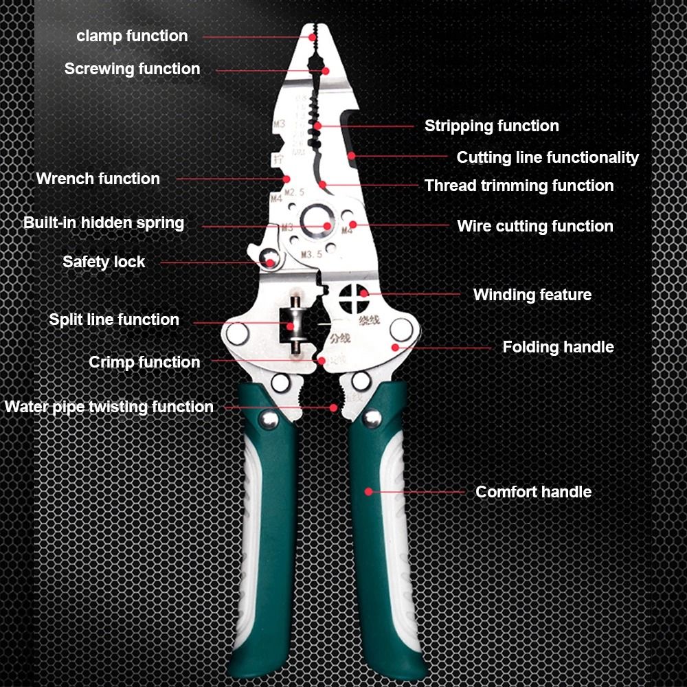 Multipurpose 420J2 Stainless Steel Wire Stripper Crimper And Cable Cutter Pliers 3