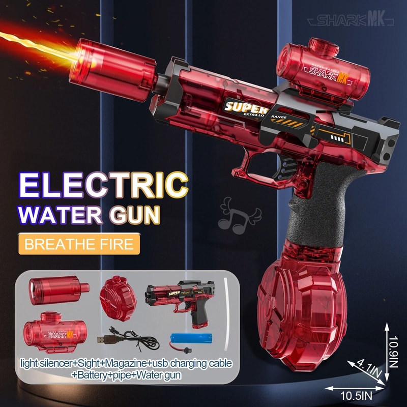 Electric Water Gun With Flame Light Effect HighPressure Continuous Spray Outdoor Toy 6