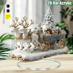 santa claus and reindeer sled tabletop decoration with base