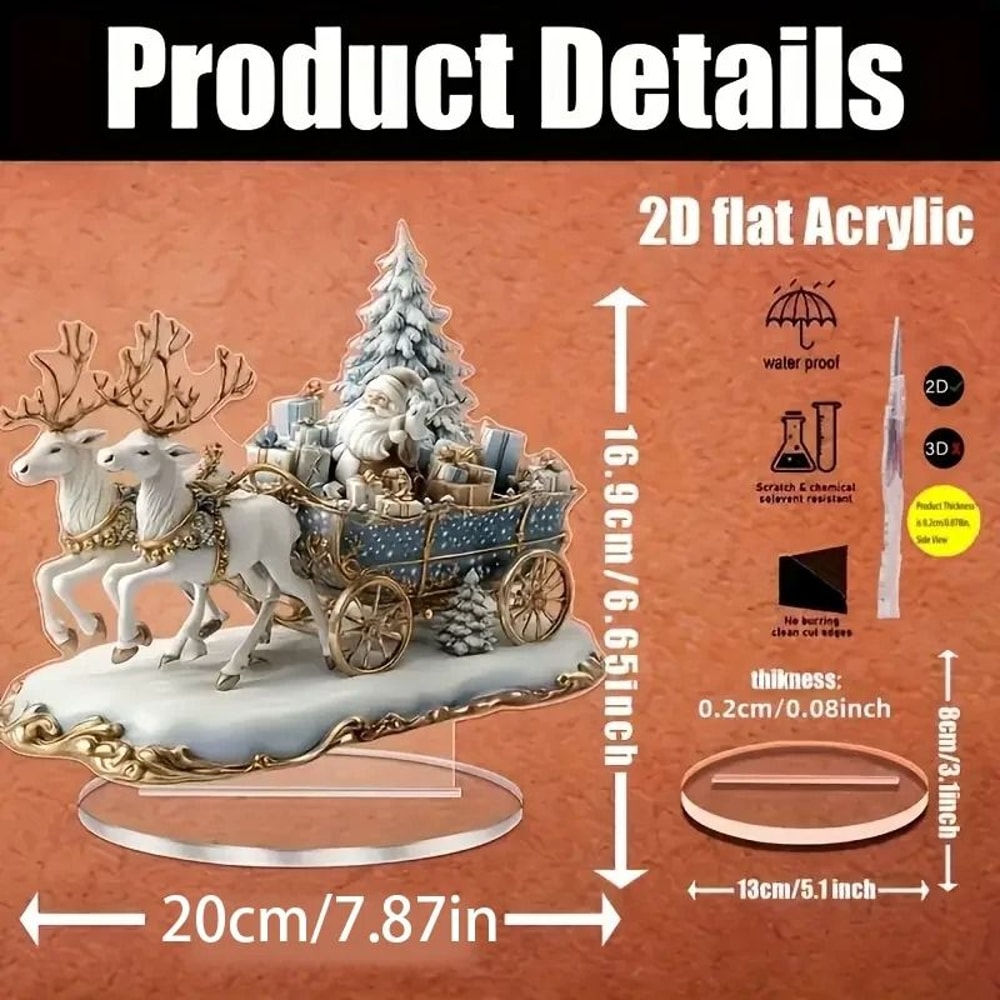 Santa Claus And Reindeer Sled Tabletop Decoration With Base 3