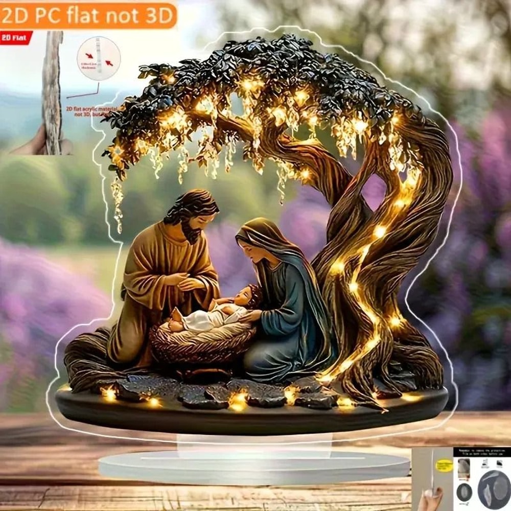 Nativity Scene Desktop Decoration Classic Acrylic Home And Office Ornament 0